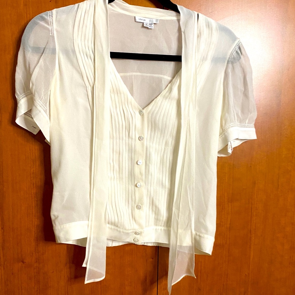 VINCE button up white blouse size 2